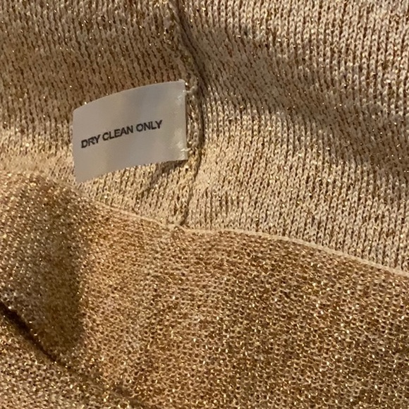 White + Warren- Silk- Gold Lame- Cardigan Sweater Dress- Sz. S - Picture 12 of 12